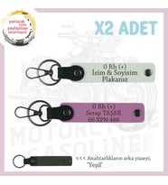 Yol Tutkunları İsim Plaka, 0 Rh (+) Kan Grubu Yazılı Kişiye Özel x2 Anahtarlık Seti, Beyaz-Pembe-Ysl (Çok Renkli)