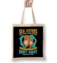 Sea Otters Hold Hands When Sleeping Cute Otter Bez Çanta Uzun Saplı