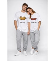 Better Together Baskılı Sevgili Kombini Çift Tişört Oversize Unisex Çift Kombin (Beyaz)