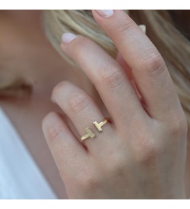 Tffny Modeli Gold Kaplama Ayarlanabilir Gümüş Yüzük