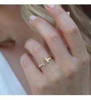Tffny Modeli Gold Kaplama Ayarlanabilir Gümüş Yüzük