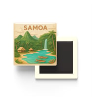 Samoa - Samoa - Paper Cut Art - Baskılı Buzdolap Magneti Kare - 9x9 cm