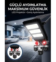 Güneş Enerjili Kablosuz Dış Mekan Güvenlik Kamerası Gece Görüşlü LED Projektörlü