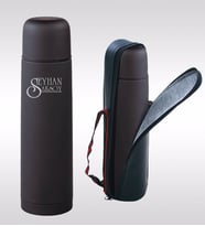 BK Gift Kişiye Özel 5750 Siyah Deri Çantalı Seyahat Termosu 750ml