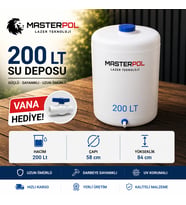 200 Lt Dikey Su Deposu Vana Hediye Tankı Bidonu Karavan
