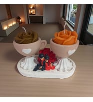 2 Lİ FİNCAN  GÜL MUM SET (Sarı-Ekru)