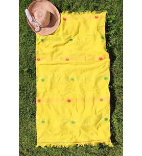 %100 Pamuk 80x150 Sarı Desenli Plaj Havlusu