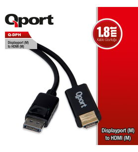 QPORT Q-DPH DISPLAY PORT TO HDMI CEVIRICI 1.8M KABLO