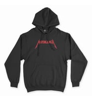 Kırmızı Metallica Logolu Siyah Kapşonlu Sweatshirt Hoddie