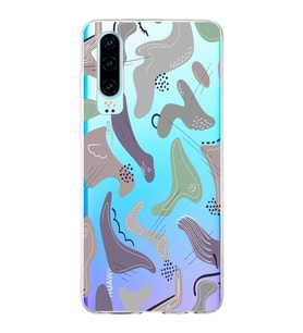 Huawei P30 Uyumlu Kapak Abstrackt Tasarımlı Şeffaf Silikon Kılıf