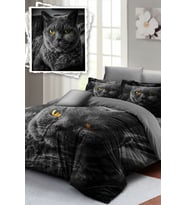 Çift Kişilik Nevresim Takımı Sık Dokuma Pamuk Saten 3d Özel Tasarım Serious Cat Naturel