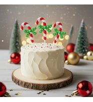 5 Adet Fiyonklu Şeker Bastonu Pasta Süsü Seti - Noel Temalı Candy Cane Cupcake Figürü