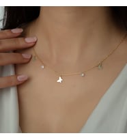 Usho Jewelry 925 Ayar Gümüş Taşlı Kelebek Kolye, Kadın Kolye