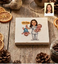 Kişiye Özel Karikatürlü Ebe Bardak Altlığı Tıp Bayramı Hediyesi