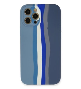 Newface Apple iPhone 12 Pro Kılıf Ebruli Lansman Silikon - Mavi-Gri