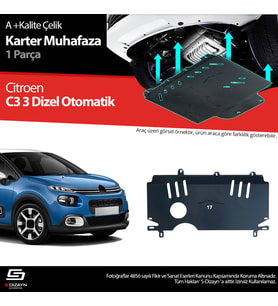 S-Dizayn Citroen C3 Dizel Otomatik Çelik Karter Muhafaza 2017 Üzeri A+ Kalite (Karışık)
