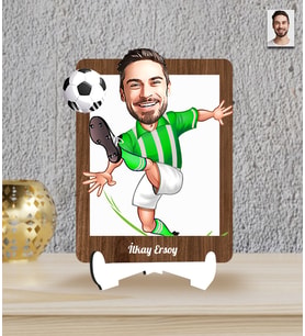 Kişiye Özel Futbolcu Temalı Karikatür Ahşap Biblo
