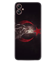 Samsung Galaxy A04E Kılıf Resimli Desenli Baskılı Silikon Kurt ve Ay Yıldız 1403