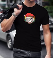 BK Gift Kedi Tasarımlı Siyah T-Shirt-1