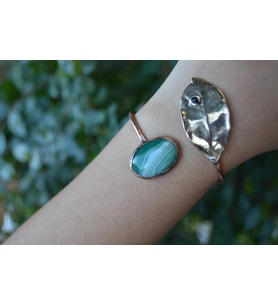 STONEAGE JEWELLERY Yeşil Akik Taşlı Tasarım Bileklik