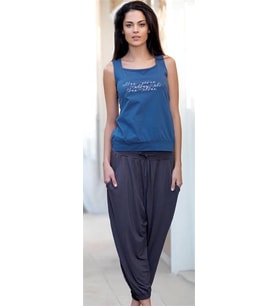 pilelistore Bayan Yazlık Poly Şalvarlı Pijama 21519 (Yeşil)