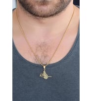 Gold Renk Metal Osmanlı Tuğra Figürlü Erkek Kolye (Altın)