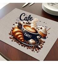 Cafe Love Tasarımlı Amerikan Servis, Tabak Altlığı & Şık Masa Dekoru, Ev Hediyesi, 2 Adet (Krem)