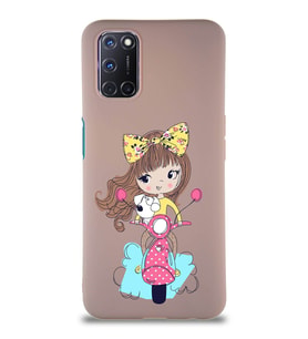 Oppo A52 Soft Premier Kapak Vespagirl Tasarımlı Silikon Kılıf - Pudra (Şeffaf)