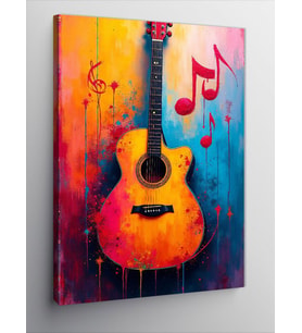 Kanvas Tablo Renkli Gitar