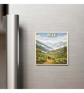 Rize Şehri - Pop-Art Travel - 9x9 cm Buzdolap Magneti