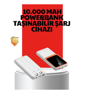 Mey İthalat® 10000 mAh Taşınabilir Powerbank Çift Çıkışlı Type-C ve Lightning Uyumlu