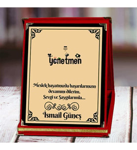 Yönetmen Baskılı Plaket (2. Tasarım)  Kişiye Özel (Kırmızı)