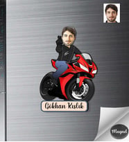 Kişiye Özel Motorcu Erkek Ahşap Magnet -5