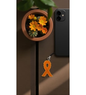 Miyuki Boncuk Kadına Yönelik Şiddete Karşı Mücadele Kurdelesi Sembolü Telefon Çarmı - Charm (Çok Renkli)