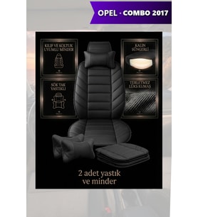 opel combo 2017 Koltuk ve Kılıf uyumlu Lüks Minder Siyah Yastık 2 Minder 2 Yastık