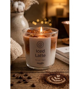 Iced Latte Mum - Mumelia Candles Doğal Soya Buzlu Kahve Temalı Cam Bardak Dekoratif Mum