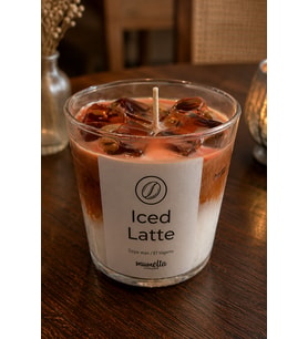 Iced Latte Mum - Mumelia Candles Doğal Soya Buzlu Kahve Temalı Cam Bardak Dekoratif Mum