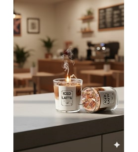 Mumelia Candles Matcha Temalı - Doğal Soya Cam Bardak Kahve Tasarım Mum