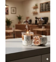 Mumelia Candles Matcha Temalı - Doğal Soya Cam Bardak Kahve Tasarım Mum