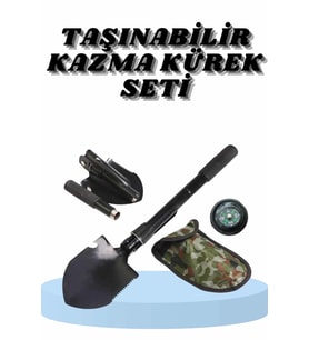 Çelik Katlanır Fonksiyonel Kamp Kazma Kürek Ve Kesme Aleti Seti Küçük Kazma Kürek Seti