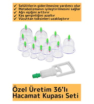 Özel Üretim Yüksek Kaliteli Selülit Çatlak Giderici Vakumlu 36'lı Hacamat Kupası Seti