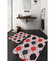 Dijital Baskılı Kaymaz Taban Yıkanabilir 2'li Klozet Takımı Banyo Paspası NDKZ-HT-847 (Kırmızı)