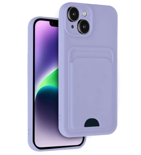 iPhone 14 Kılıf Kelvin Kartvizitli Silikon - Lila