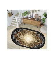Eliana Home Baskılı, Yıkanabilir Kaymaz Taban Oval Halı LNA7265-SD388 100x150 cm (Siyah)