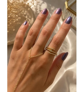 Üç Sıra Taşlı Gold Yüzük