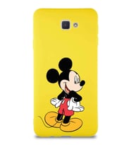 Samsung Galaxy J7 Prime Soft Premier Kapak Mickey Mouse-D Tasarımlı Silikon Kılıf - Sarı (Şeffaf)