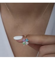 Rose Renkli Kalpli Yonca 925 Ayar Gümüş Kadın Kolye