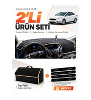 e-biz FORD FOCUS 3.5 SEDAN (2014-2018) Uyumlu Torpido Örtüsü + Tay Tüyü Çanta - Siyah-Bej - FO012