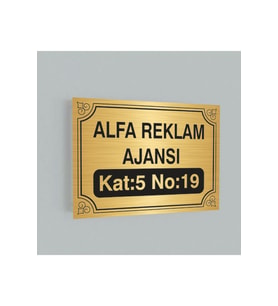 OFİS BİNA GİRİŞ TABELASI GOLD  METAL ( 30 X 20 CM)