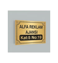 OFİS BİNA GİRİŞ TABELASI GOLD  METAL ( 30 X 20 CM)